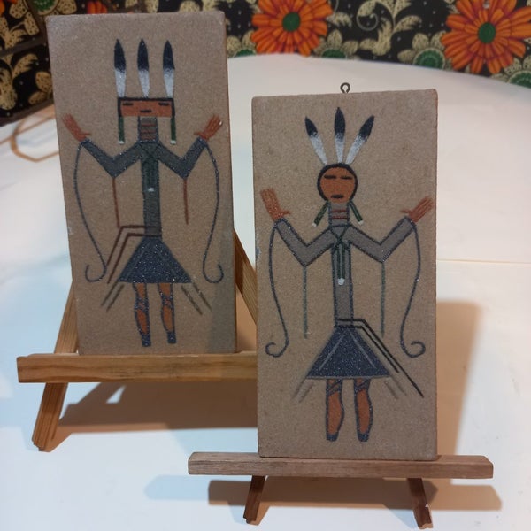 Two unique handcrafted sand type panel art Carousel 5