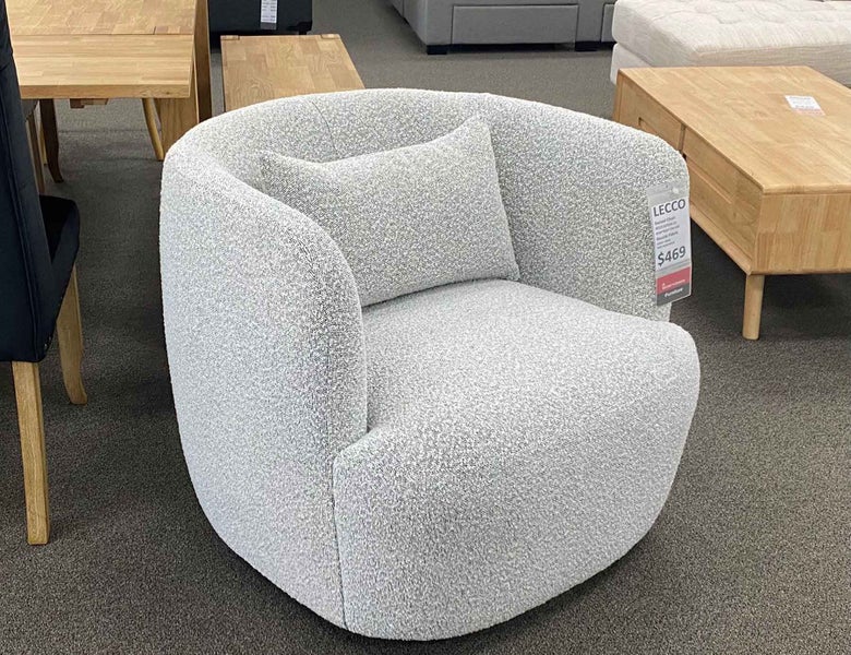 Boucle Swivel Armchair Grey Carousel 2