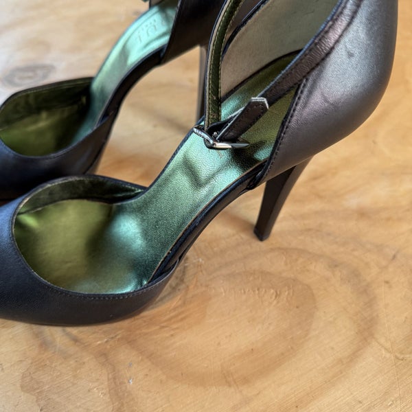Raoul Black Leather Stiletto Heels Size 38 Carousel 2