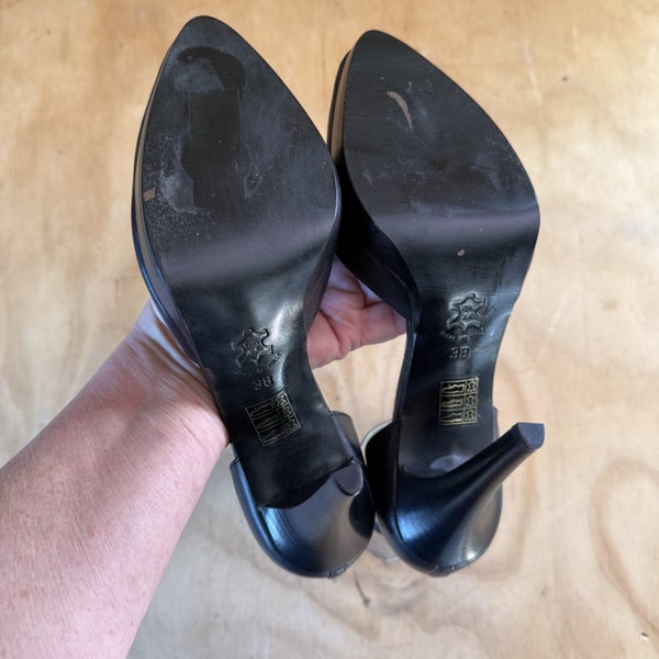 Raoul Black Leather Stiletto Heels Size 38 Carousel 6