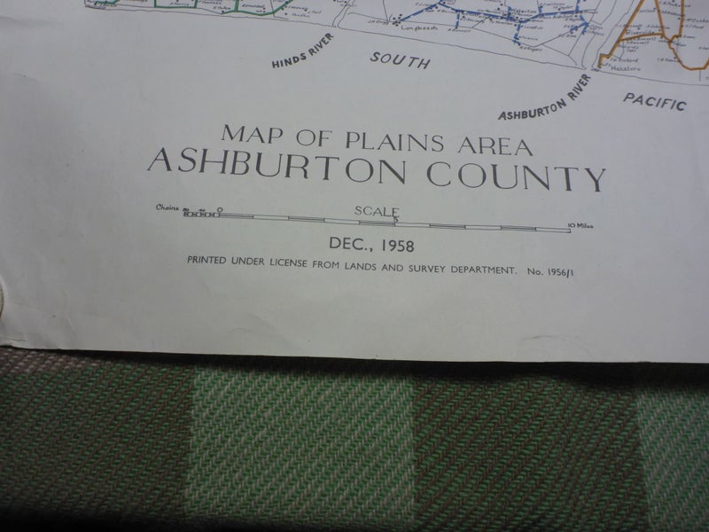 Awesome Old NZ 1958 Map Of Plains Area Ashburton County And Rural Mail Services Carousel 2