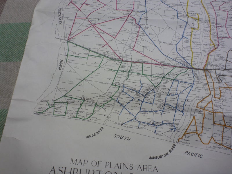 Awesome Old NZ 1958 Map Of Plains Area Ashburton County And Rural Mail Services Carousel 7