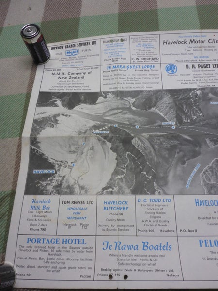Awesome Old Vintage NZ Aerial Map Of Channel Approaches Of Havelock Harbour Carousel 2