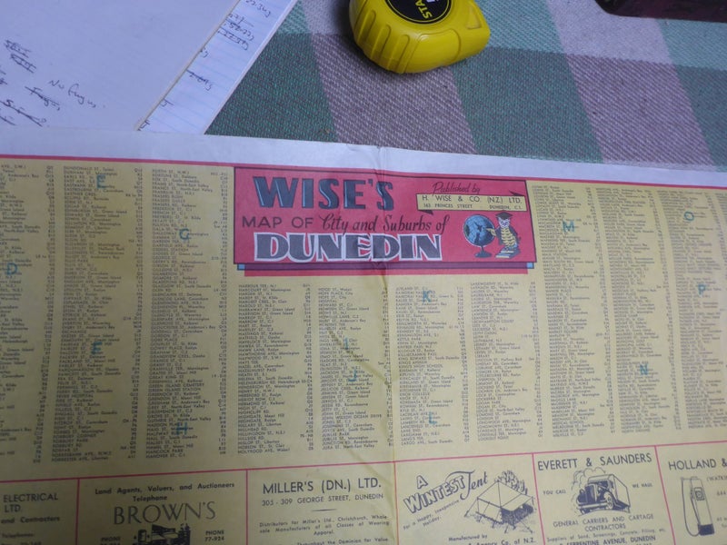Awesome Old Vintage NZ Wise's Map Of City & Suburb's Of Dunedin New Zealand Carousel 2