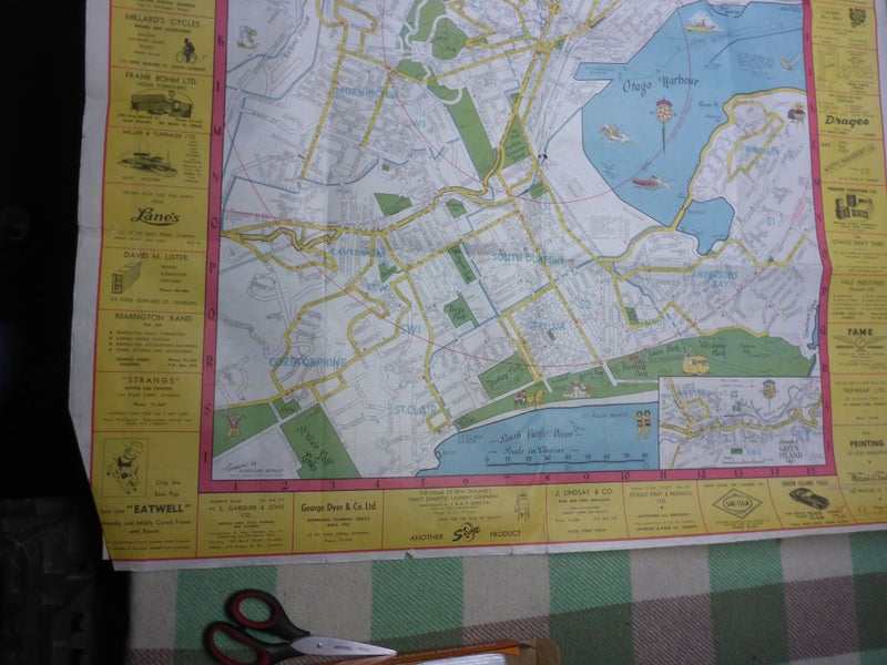 Awesome Old Vintage NZ Wise's Map Of City & Suburb's Of Dunedin New Zealand Carousel 5