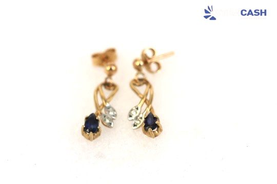 9ct Gold, Sapphire and Diamond Necklace and Earring Set Carousel 3