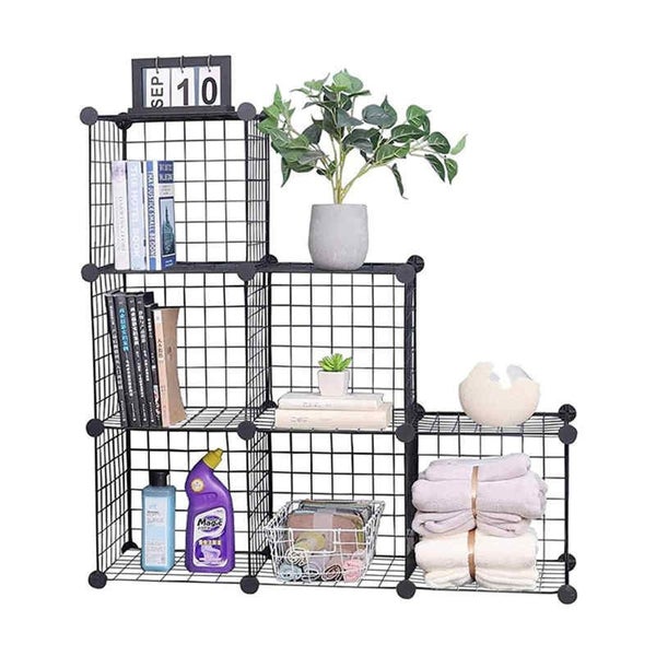 6 Cubes Black DIY Wire Storage Shelves Carousel 4