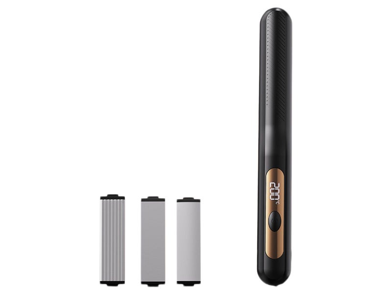 3 in 1 Hair Crimper Hair Straightener Interchangeable Plates Black with Gloves Carousel 2