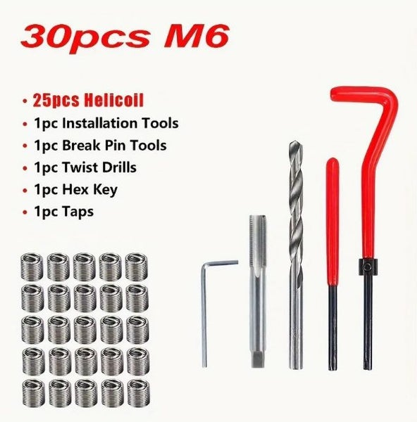 30PCS M6 Thread Repair Kit Helicoil Insertion Tool Thread Restoring Kit Carousel 1