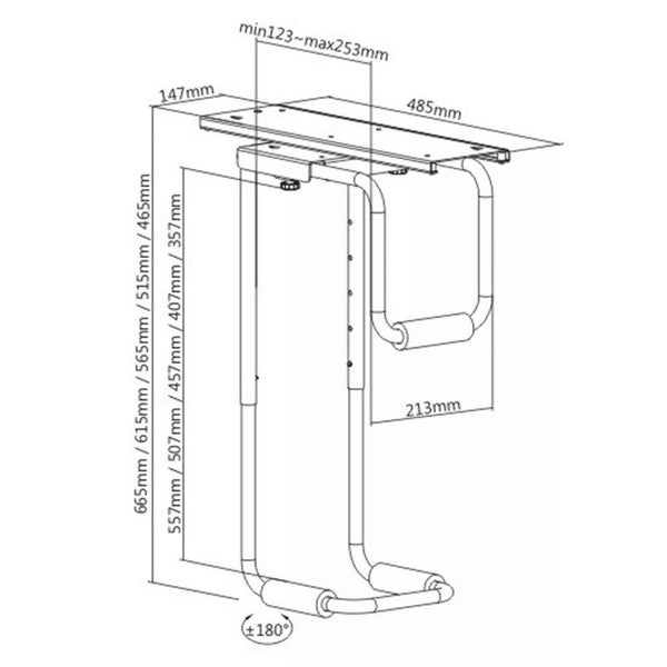Heavy-Duty Under-Desk CPU Mount with Sliding Track Carousel 4