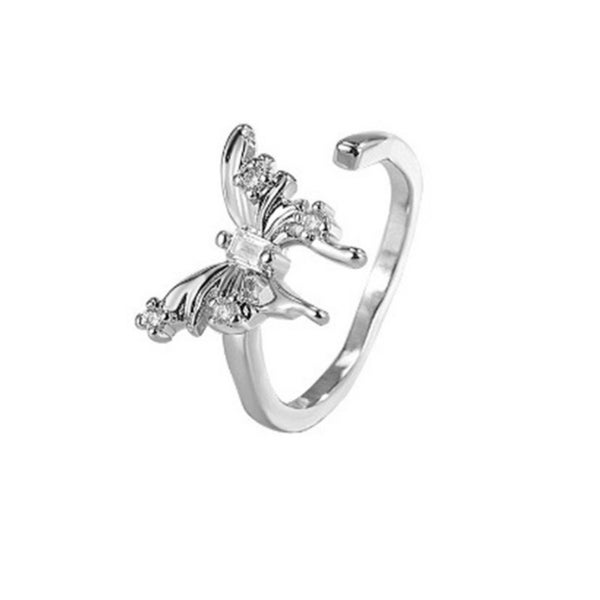 Elegant Crystal Butterfly Adjustable Ring Carousel 5