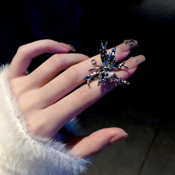 Elegant purple Crystal Butterfly Adjustable Ring Carousel 7