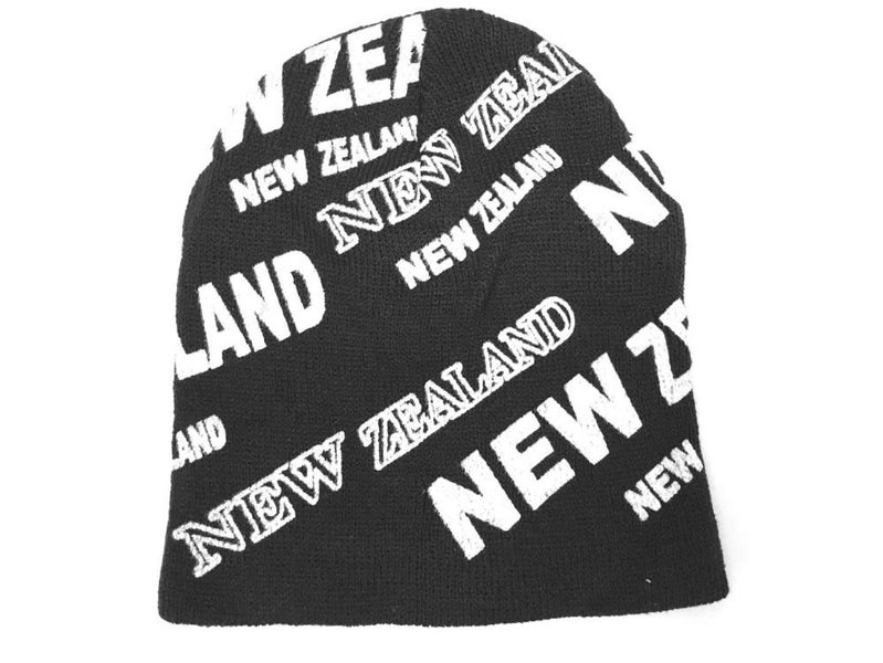 Printed New Zealand Beanie Black Carousel 1