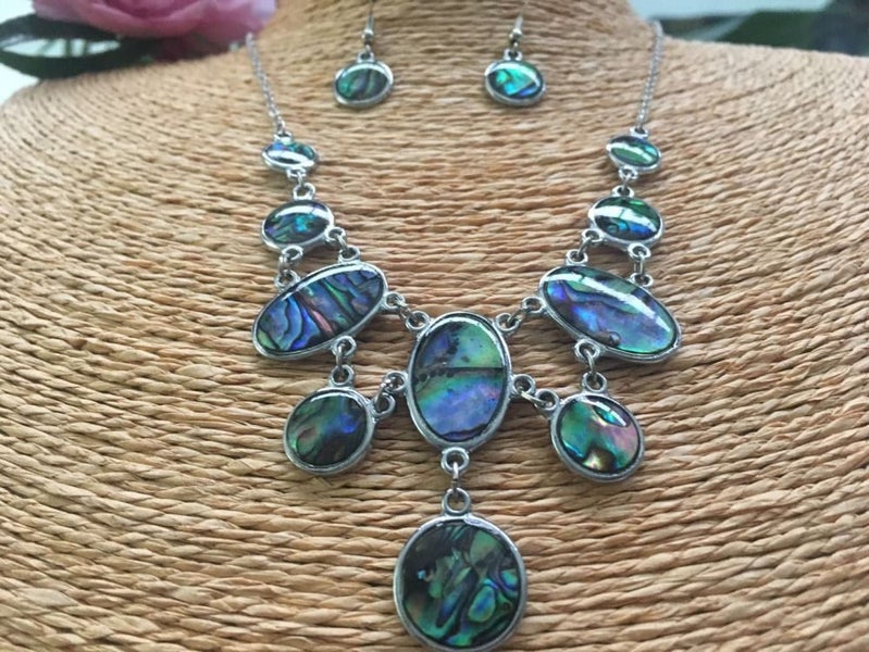 Paua Shell Necklace and Earring Set Carousel 2