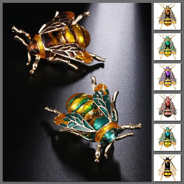 Buzzy Wuzzy Bumblebee Brooch - Honeybee, Bee, Honey, Yellow, Green, Wasp, Ena... Carousel 1