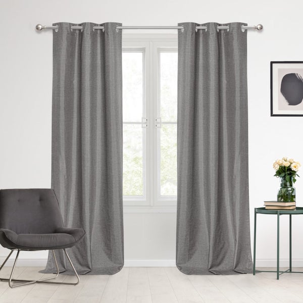 Sherwood Home 100% Blockout Eyelet Curtain Pair Grey 225x223cm Carousel 1