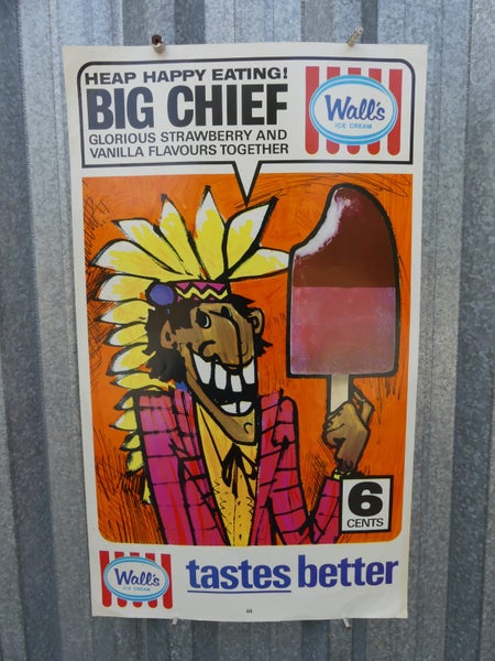 Awesome Vintage NZ Ice Cream Advertising Poster Wall's Icecream Big Chief Carousel 1