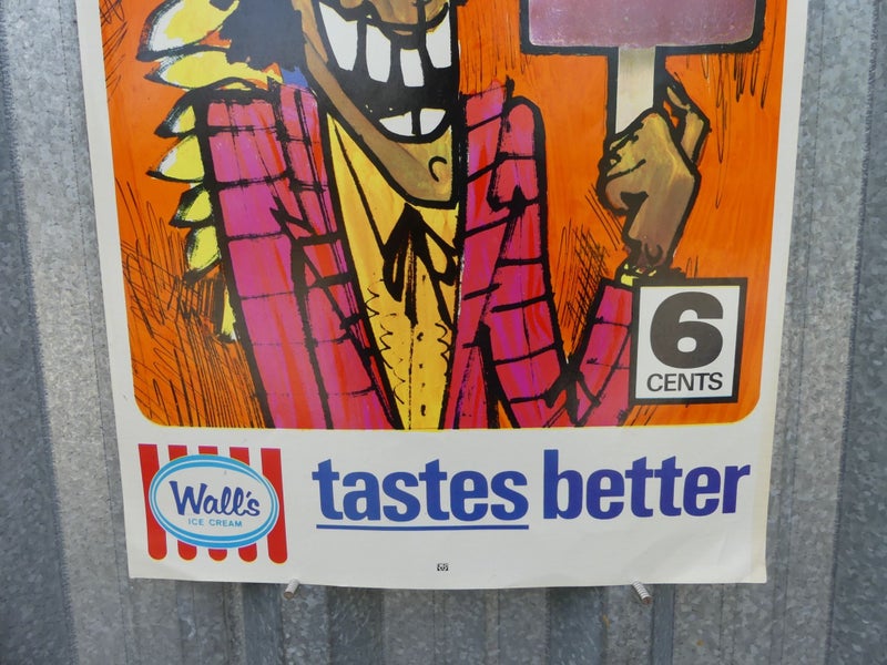 Awesome Vintage NZ Ice Cream Advertising Poster Wall's Icecream Big Chief Carousel 3