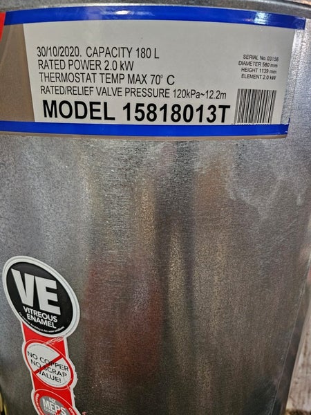 Rheem 180L low pressure hot water cylinder Carousel 1