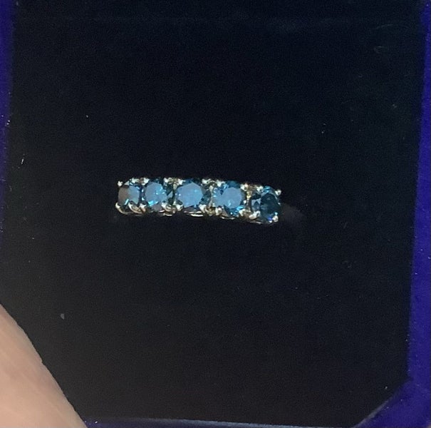 Natural Blue Diamond Gold Ring Carousel 1
