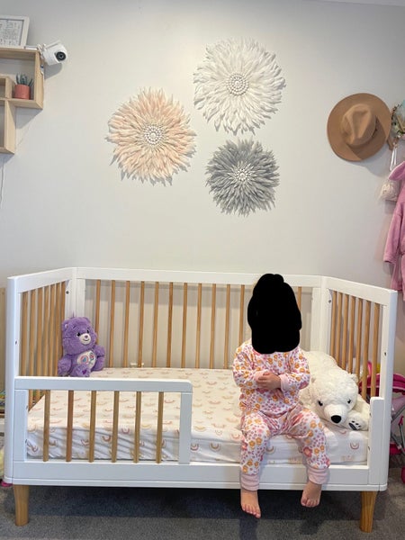 Cot - Riya Cot 5 in 1 - White/Beech Carousel 1