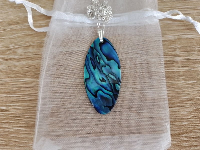Handcrafted Oval Paua Necklace • NZ Made Shell Jewellery • FREE Gift Bag Carousel 1