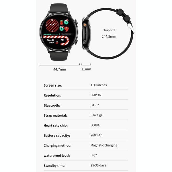 Parallel 1.39" Bt5.2 Smart Sport Watch With Call Sleep Temp Heart & Health Monit Carousel 2