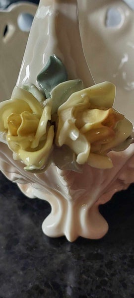 Vintage serving bowl & matching candle stick plus porcelain lady62854316698369112