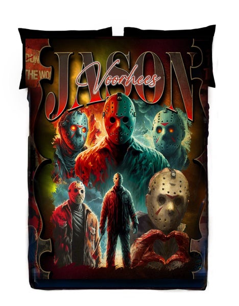 WSH - Jason Friday 13th - Twin Bedspread Top Cover / Throw / Fleece Carousel 1