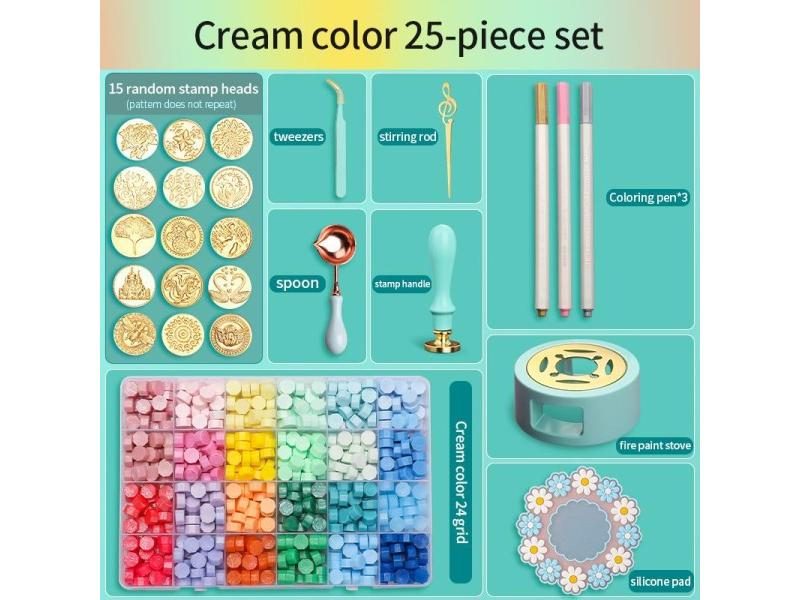Wax Seal Stamp Set Lacquered Stamp Sealing Wax Kit DIY Craft Supplies Carousel 1
