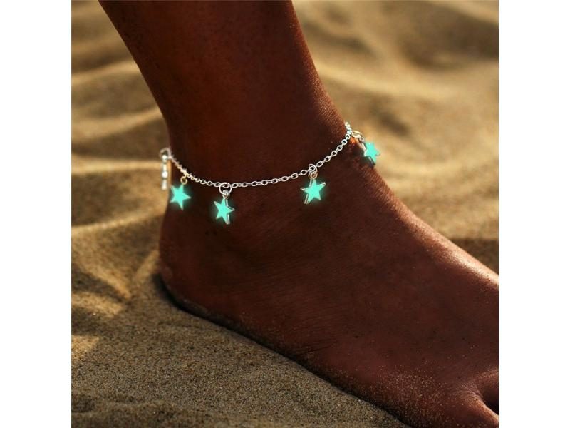 Bohemia Luminous Heart Pendant Anklet For Women Party Gift Carousel 1