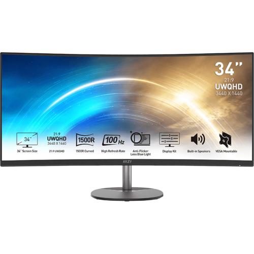 MSI Pro MP341CQ 34" Ultrawide Curved Business Monitor 3440x1440 - DisplayPort - Carousel 1