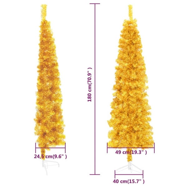Slim Artificial Half Christmas Tree with Stand Gold 180 Cm Taapko Carousel 2
