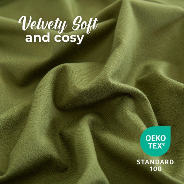 Dreamaker Micro Flannel Combo Fitted Sheet Set Olive Queen Carousel 2