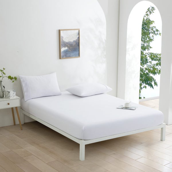 Dreamaker Micro Flannel Combo Fitted Sheet Set White King Single Carousel 1