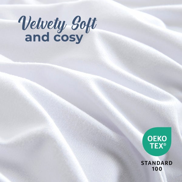 Dreamaker Micro Flannel Combo Fitted Sheet Set White King Single Carousel 2