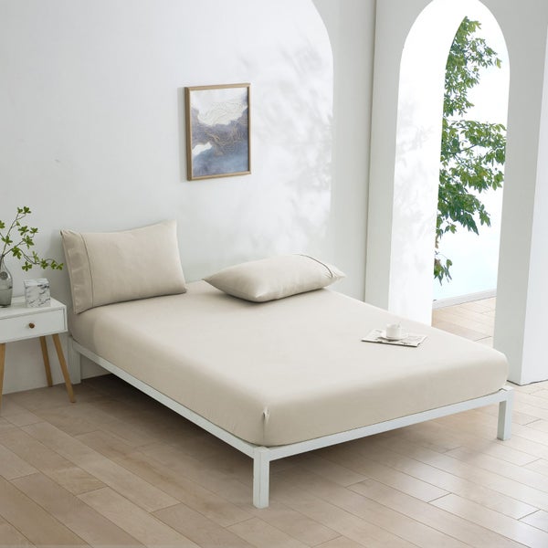 Dreamaker Micro Flannel Combo Fitted Sheet Set Stone King Carousel 1