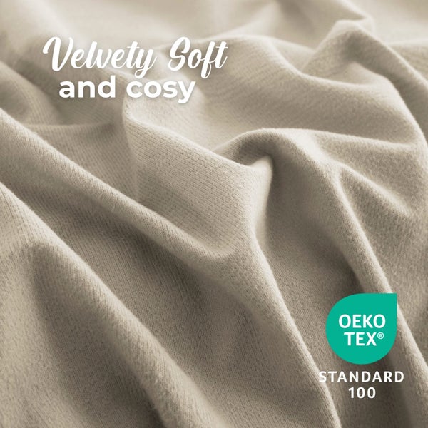 Dreamaker Micro Flannel Combo Fitted Sheet Set Stone King Carousel 2