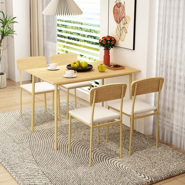 Dining Table Set 4 Chairs 5 Piece Upholstered Seats Carousel 1