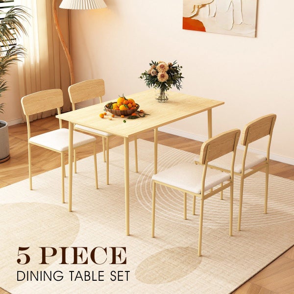 Dining Table Set 4 Chairs 5 Piece Upholstered Seats Carousel 2