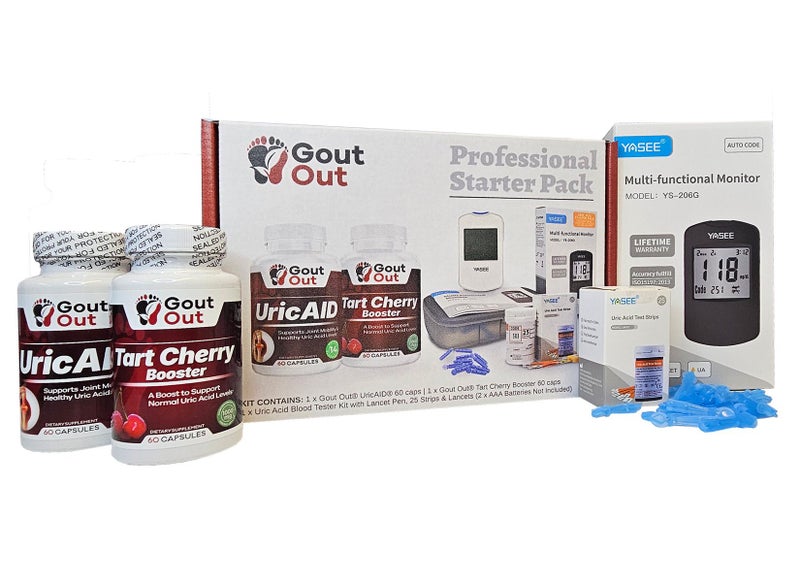 Gout Management - Everyday Supplements, Boosters and Uric Acid Blood Tester Kit Carousel 1
