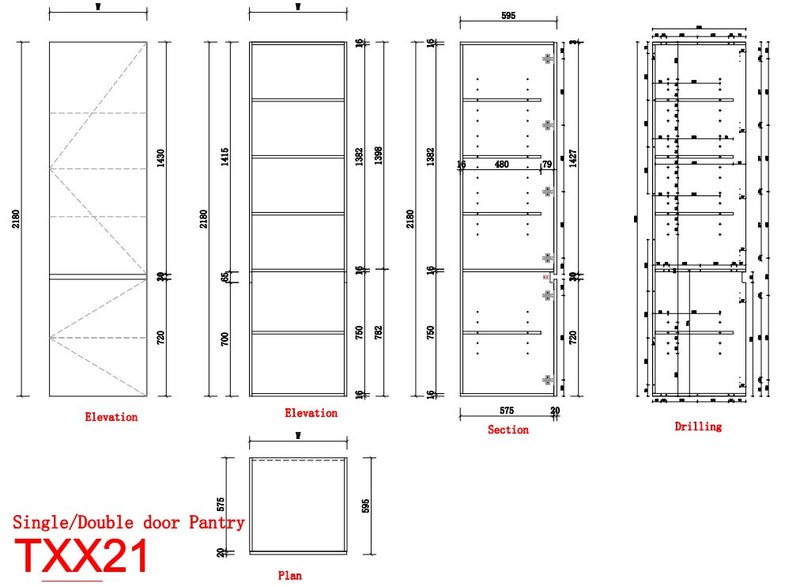 800mm Handle-less Double Door Pantry – Flat Pack Kitchen Cabinet Carousel 4