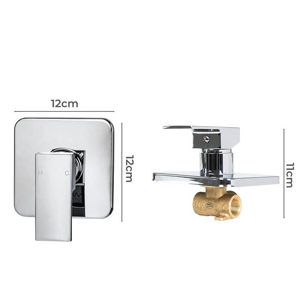 Dutxa Chrome Single Square Shower Mixer Tap Brass Bath Tap Faucet Wall Mounted Carousel 2