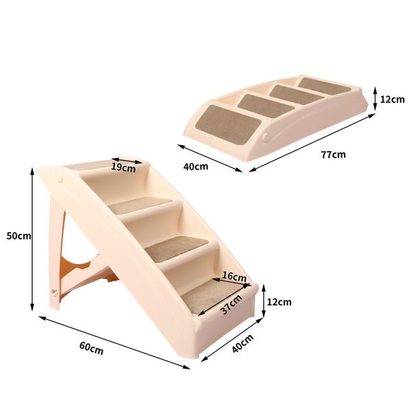 Pawz Pet Ramp Indoor Dog Steps Stair Portable Foldable Ladder For Bed Sofa Brown Carousel 10