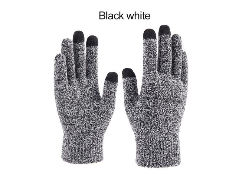 New Winter Men's Knitted Gloves Touchscreen Thick Warm Wool Cashmere Solid Carousel 1