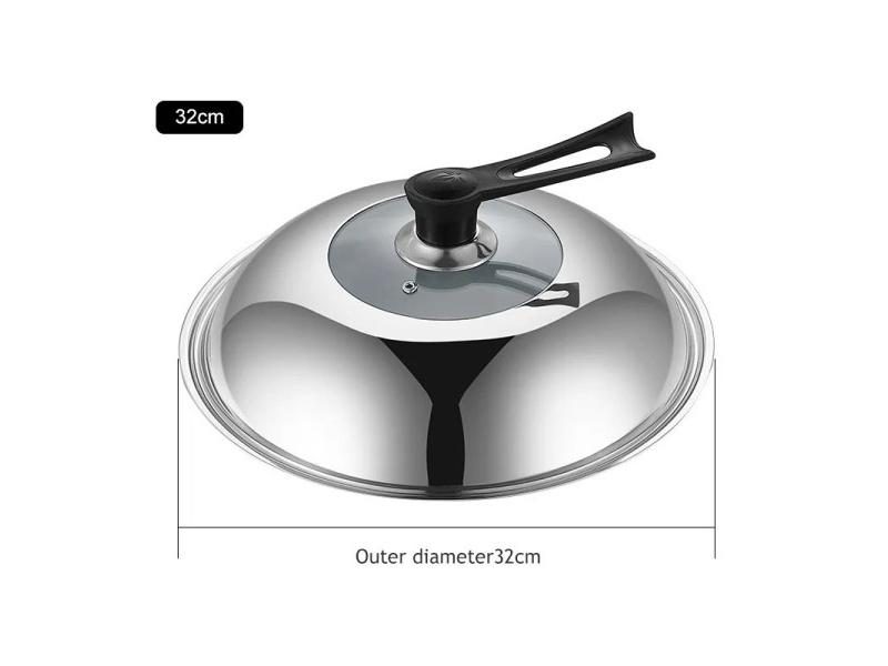 Glass Lid 30/32/34/36cm Compatible With Wok Pan Stainless Steel Replacement Carousel 1