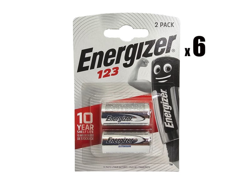 Energizer 123 (CR123, CR123A) 3V Lithium Camera Battery - 12 Pack (B2 x 6) Carousel 1