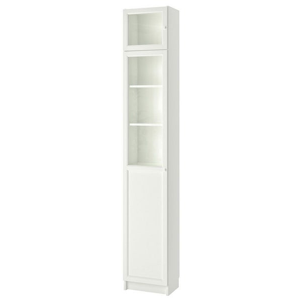 IKEA BILLY / OXBERG Bookcase w hght ext ut / pnl / glss drs, White/Glass Carousel 1