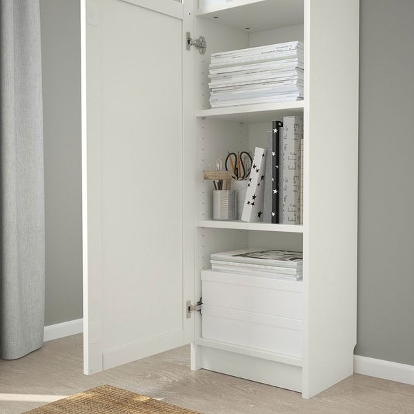 IKEA BILLY / OXBERG Bookcase w hght ext ut / pnl / glss drs, White/Glass Carousel 2