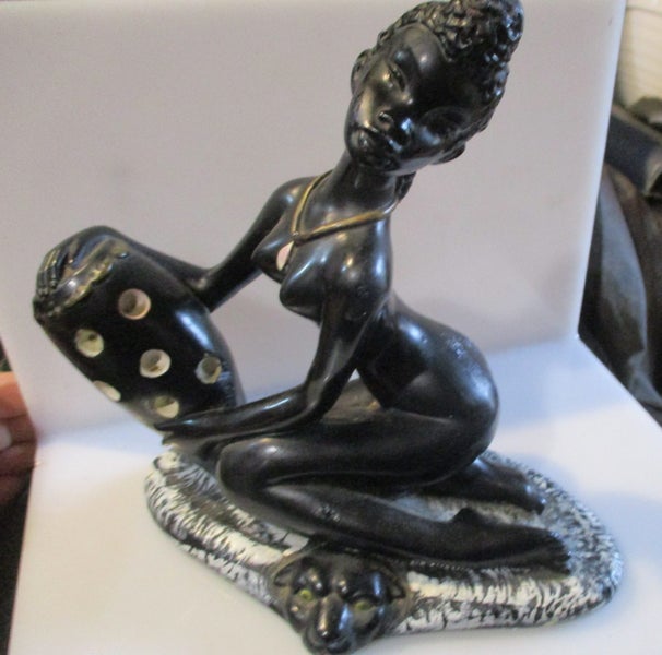 retro black lady on lion rug Carousel 1